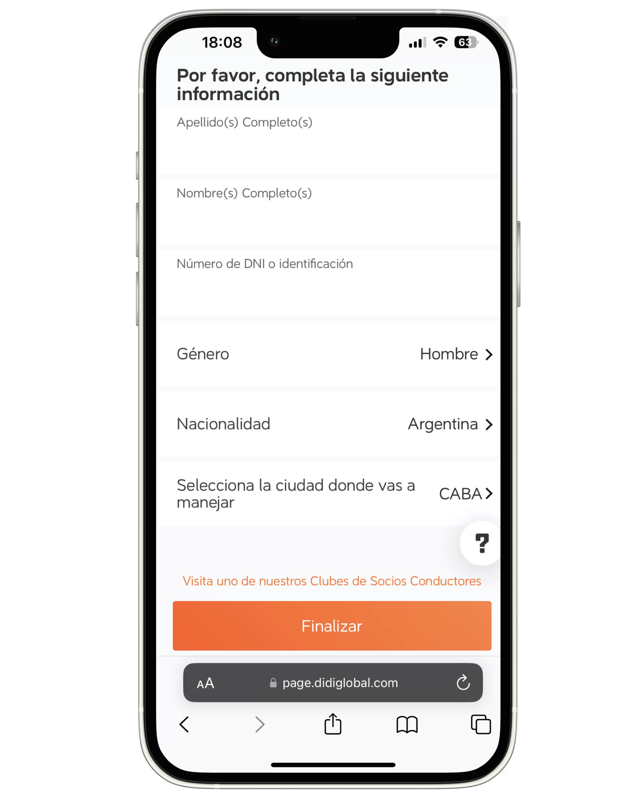 Paso 5 - Completá los datos solicitados